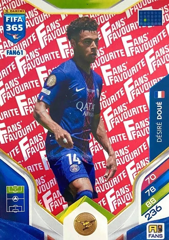 FAN61 Désiré Doué PSG Fans Favourite Red FIFA 365 2026 > Panini